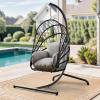 imageYITAHOME Hanging Egg Chair Without Stand Rattan Wicker Swing Egg Chair with Resistant Cushion 300lbs Capacity Foldable Hanging Basket Chair for Porch Garden Bedroom Balcony  BeigeGreyw Stand