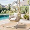 imageYITAHOME Hanging Egg Chair Without Stand Rattan Wicker Swing Egg Chair with Resistant Cushion 300lbs Capacity Foldable Hanging Basket Chair for Porch Garden Bedroom Balcony  BeigeBeigew Stand