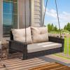 Brown Rattan Beige Cushion