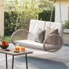 imageYITAHOME Hanging Porch Swing Chair Sits 2 People Patio Swing Lounge Chair 1 Seating ampamp 2 Back Cushions with Removable Covers Weight Capacity 530lbs for Garden Balcony Living Room Backyard BeigeBeige