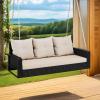 Black Rattan Light Brown Cushion