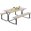 imageYITAHOME Ice Table 4FT Folding Ice Cooler Table with Drain and Detachable Skirt Portable Ice Tables for Parties BBQ Camping Picnic WhiteLight Brown