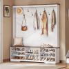 imageYITAHOME LShaped Hall Tree with Bench ampamp Storage Corner Entryway Organizer with 5 Shoe Shelves Hidden Seat Compartment Hooks ampamp Open Top Storage for Living Room ampamp Hallway Walnut ampamp OffWhiteRectangle