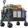 imageYITAHOME Large Collapsible Garden Cart wRemovable Canopy Heavy Duty Outdoor Foldable Garden Cart wRear Storage and Flexible Swivel Wheels for Shopping Picnic Camping SportsGreyBlack