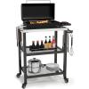 imageYITAHOME Outdoor Grill Table with Hooks and Side Handle Movable Outdoor Prep Table for Pizza Oven and BBQ Grill Cart Fit for Patio Garden Lawn Porch Kitchen Sliver and Black16D x 299W x 314H