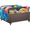 imageYITAHOME Outdoor Wicker Patio Poolside Float Storage PE Rattan Rolling Pool Float Caddy for cushions Floaties Noodles Life Vests Beach Balls Patio Furniture BrownBrown