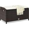 imageYITAHOME Outdoor Wicker Storage Bench Deck Box Large PE Rattan Patio Storage Bench wCovenient Handles and Soft Cushion for Patio Yard Lawn Garden