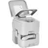 imageYITAHOME Portable Toilet Camping Toilet Travel RV Toilet53 Gallon Detachable Waste Tank Double Water Spouts Portable Toilet for Camping Hiking Hunting Boating GrayDouble Watwer OutletsHandle Flush Pump Wheels
