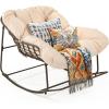 imageYITAHOME Rocking Papasan Chair Wide Rocking Chair Comfy Indoor and Outdoor Lounge Chair with Thick Cushion for Bedroom Living Room Patio Porch Garden Deck Lawn Beige