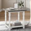 imageYITAHOME Roman Column Square Side Table  EuroStyle End Table wDualTier Storage and HeavyDuty Frame  Accent Table for Living Room Bedroom ampamp Couch  Set Of 2  BlackSandstone Gray