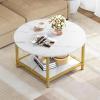 imageYITAHOME Rustic Coffee Table with Storage 5 Tier Center Living Room Table 47quot Farmhouse Wood Rectangle Cocktail Tea Table Modern Industrial Accent Table wArched Metal Frame for Home Decor BrownGold