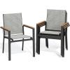 imageYITAHOME Set of 2 Stackable Patio Chairs Outdoor AllWeather Conversation Breathable Textilene Mix Olefin Dining Chair Plastic Wood Armrest Black and White Checkered