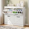 imageYITAHOME Shoe Cabinet with 4 Flip Drawers Freestanding Shoe Rack Shoe Organizer Narrow Shoe Cabinet for EntryWay Hallway Living Room WhiteWhite