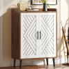 imageYITAHOME Shoe Cabinet with Doors 5Tier Shoe Storage Organizer with Adjustable Shelves Modern Freestanding Wooden Shoe Rack Cabinet for Entryway Hallway Closet Living Room Brown ampamp WhiteBrown  White