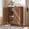 imageYITAHOME Shoe Cabinet with Doors Farmhouse 5Tier Shoe Storage Cabinet for Entryway Large Capacity Wooden Shoes Rack Organizer for EntrywayHallwayCloset BrownBrown