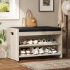 imageYITAHOME Storage Bench 2Tier Shoe Bench Entryway Shoe Storage with Cushion and Side Handles 28quot Shoe Rack Organizer for Hallway Living Room Bedroom Off WhiteOff White