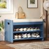 imageYITAHOME Storage Bench 2Tier Shoe Bench Entryway Shoe Storage with Cushion and Side Handles 28quot Shoe Rack Organizer for Hallway Living Room Bedroom Off WhiteBlue