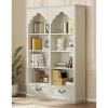 imageYITAHOME Vintage 70quot Tall Bookshelf 8Tier Arched Bookcase with Drawers Roman Columns and Classical Carved Design Open Display Rack with Adjustable Shelves for Living Room and Home Office WhiteSquare Top with Shelves  Drawers
