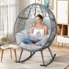 imageYITAHOME Wicker Rocking Egg Chair Outdoor Patio Rocking Chair with 59in Thick Cushion 250lb Capacity AntiSlip AllWeather Resilient Egg Lounger Chair for Indoor ampamp Outdoor Light Grey