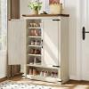 imageYITAHOME Wooden Shoe Cabinet with Doors 6Tier Shoe Storage Cabinet with Adjustable Shelves Farmhouse Shoe Cabinet for Entryway Shoes Rack Organizer Cabinet Off WhiteOff White