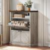 imageYITAHOME Wooden Shoe Cabinet with Doors 6Tier Shoe Storage Cabinet with Adjustable Shelves Farmhouse Shoe Cabinet for Entryway Shoes Rack Organizer Cabinet Off WhiteGrey