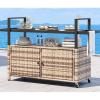 imageYITAHOME XL Outdoor Storage Cabinet Outdoor Storage Cart with Wheels and Black Glass Table Top for Patio Outdoor Cabinet for Poolside and Backyard Gray GradientLight Brown