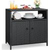 imageYITAHOME XL Outdoor Storage Cabinet Outdoor Storage Cart with Wheels and Black Glass Table Top for Patio Outdoor Cabinet for Poolside and Backyard Gray GradientBlack