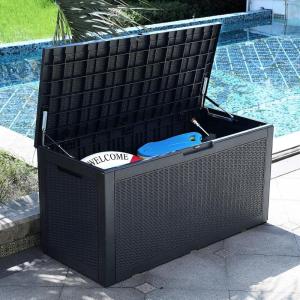 imageYITAHOME 100 Gallon Large Deck Box Outdoor Resin Storage Boxes for Patio Furniture Outdoor Cushions Garden Tools Water Resistant and LockableBlack