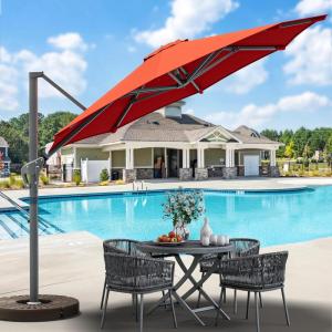 imageYITAHOME 10FT Patio Umbrella Push Button Tilt and Crank Adjustment Market Table Umbrella 8 Sturdy Ribs Aluminum Outdoor Umbrella UV Resistant for Garden Deck Beach Khaki Not Base IncludedClaretred