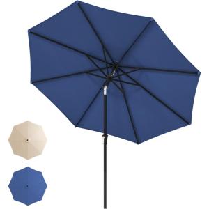 imageYITAHOME 10FT Patio Umbrella Push Button Tilt and Crank Adjustment Market Table Umbrella 8 Sturdy Ribs Aluminum Outdoor Umbrella UV Resistant for Garden Deck Beach Khaki Not Base IncludedNavy Blue