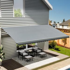 imageYITAHOME 12 x 10 Patio Retractable Awning Outdoor Awning Sun Shade Shelter Cover Canopy Sunsetter Awnings for Deck Yard with UV Protection and Easy Crank Opening Gray