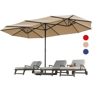 imageYITAHOME 13ft Patio Umbrella Outdoor Extra Large DoubleSided Market Table Umbrella for Pool Patio Furniture Patio Shade Claretred Not Base IncludedKhaki