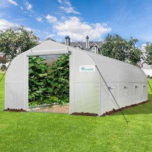 imageYITAHOME 20x10x65ft Greenhouse Large Heavy DutyOutdoor Greenhouses Walk in Tunnel Green House Portable Plant Gardening Upgraded Galvanized Steel Frame Ropes Zipper Doors 7 Crossbars Garden White