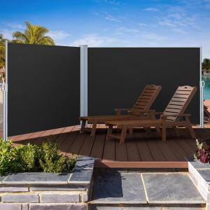 imageYITAHOME 236X 63 Double Side Awning Retractable Side Awning Privacy Screen Fence Waterproof UVResistant Privacy Awning Outdoor for Garden GrayBlack