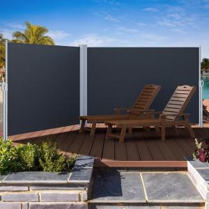 imageYITAHOME 236X 63 Double Side Awning Retractable Side Awning Privacy Screen Fence Waterproof UVResistant Privacy Awning Outdoor for Garden GrayGray