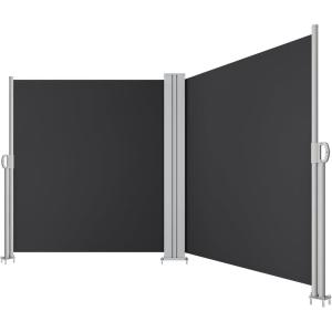 imageYITAHOME 236X 71 Double Side Awning Retractable Side Awning Folding Privacy Screen Privacy Fence Waterproof UVResistant Privacy Awning Outdoor for Garden Deck Patio Pools Balcony Black