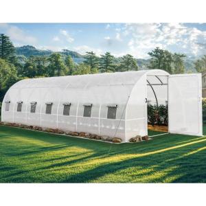 imageYITAHOME 26x10x7ft Greenhouse Extra Large Heavy Duty Large 2 Swing Doors Walkin Greenhouses Tunnel Green Houses Outdoor 14 Windows Gardening Upgraded Galvanized Steel Garden WhiteWhite