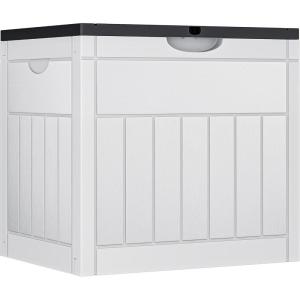 imageYITAHOME 32 Gallon Deck Box Resin Storage with Lockable Lid ampamp Side Handles Indoor Outdoor Small Container for Patio Cushion Garden Pool Accessories Backyard Furniture Water ResistantLight Gray