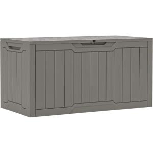 imageYITAHOME 32 Gallon Deck Box Resin Storage with Lockable Lid ampamp Side Handles Indoor Outdoor Small Container for Patio Cushion Garden Pool Accessories Backyard Furniture Water ResistantTaupe
