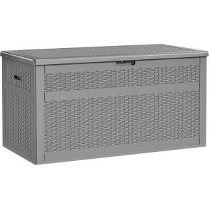 imageYITAHOME 32 Gallon Deck Box Resin Storage with Lockable Lid ampamp Side Handles Indoor Outdoor Small Container for Patio Cushion Garden Pool Accessories Backyard Furniture Water ResistantGray