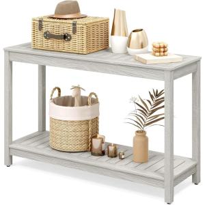imageYITAHOME 48quot Patio Bar Table Entry Console Table 2Shelf HIPS Indoor Outdoor Height Table Multifunctional Buffet Storage Organizer with Adjustable Feet GrayGrey