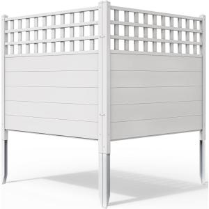 imageYITAHOME 48quot W X 48quot H Air Conditioner Fence Privacy Screen Outdoor Trash Can Enclosure with Metal Stakes Vinyl Pool Equipment Enclosure 2 PanelsWhite