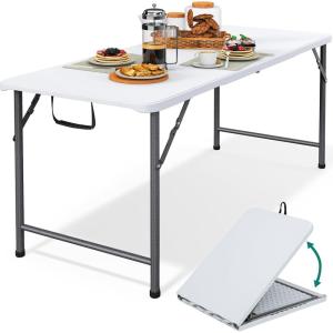 imageYITAHOME 6FT Folding Table Outdoor Folding Table wHeavy Duty HDPE Tabletop Rectangle Folding Tables wPortable Carrying Handle for Picnic Parties Camping ampamp Indoor Activities White