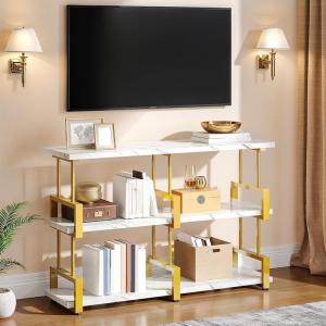 imageYITAHOME 6Tier Corner Shelf 688quot Tall Modern Free Standing Zigzag Corner Bookshelf 6 Shelf Display Corner Bookcase Open Small Book Shelves for Living Room Home Office Small Space BlackWhite Gold