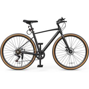 imageYITAHOME 700C Road Bike 21 Speed Commuter Bicycle for Men Women Lightweight Aluminum Frame Racing Bike Adult Bicycle with Dual Disc BrakeBlack