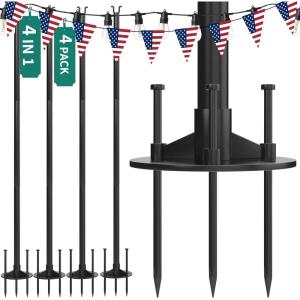 imageYITAHOME 8 Pack String Light Pole 11ft 4in1 Outdoor String Light Pole Stand to Hang String Lights for Patio Garden Backyard Wedding Parties Deck Fence  Classic BlackClassic Black4 Pack
