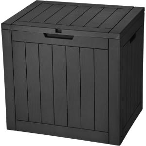 imageYITAHOME 80 Gallon Outdoor Storage Box Large Water Resistant Resin Deck Box Indoor Outdoor Lockable Storage Container for Patio Garden Cushions Tools Equipment Dark BrownBlack