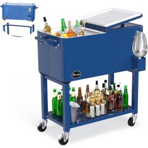 imageYITAHOME 80 Quart Patio Cooler Cart with Bottle Opener Drainage Portable Rolling Beverage Cart for Pool Deck Party CookoutsNavy