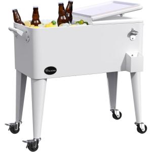imageYITAHOME 80 Quart Patio Cooler Cart with Bottle Opener Drainage Portable Rolling Beverage Cart for Pool Deck Party CookoutsWhite