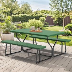 imageYITAHOME 8FT Folding Tables Heavy Duty Folding Table with Carrying Handle Plastic Fold up Table for Outdoor Camping Picnic PartiesIndoor Events BlackGreen